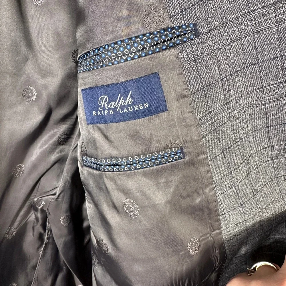 Ralph Ralph Lauren Mens 50L Grey Glen Plaid Wool Blend Blazer‎ Sport Coat Jacket